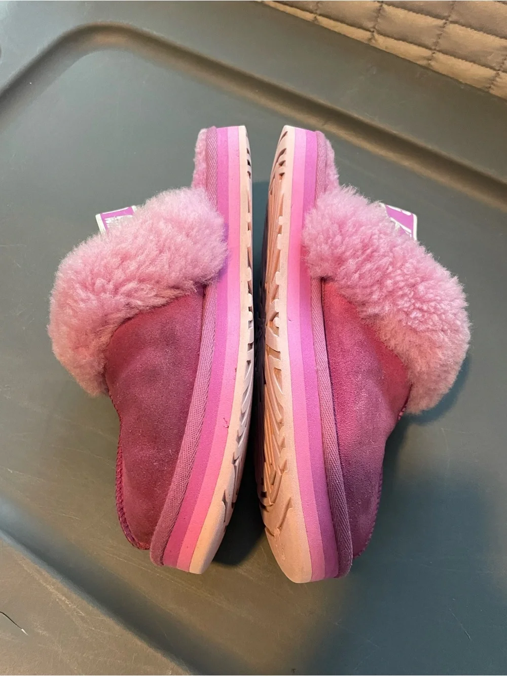 UGG Kids Rose Pink Shearling Backstrap Clogs